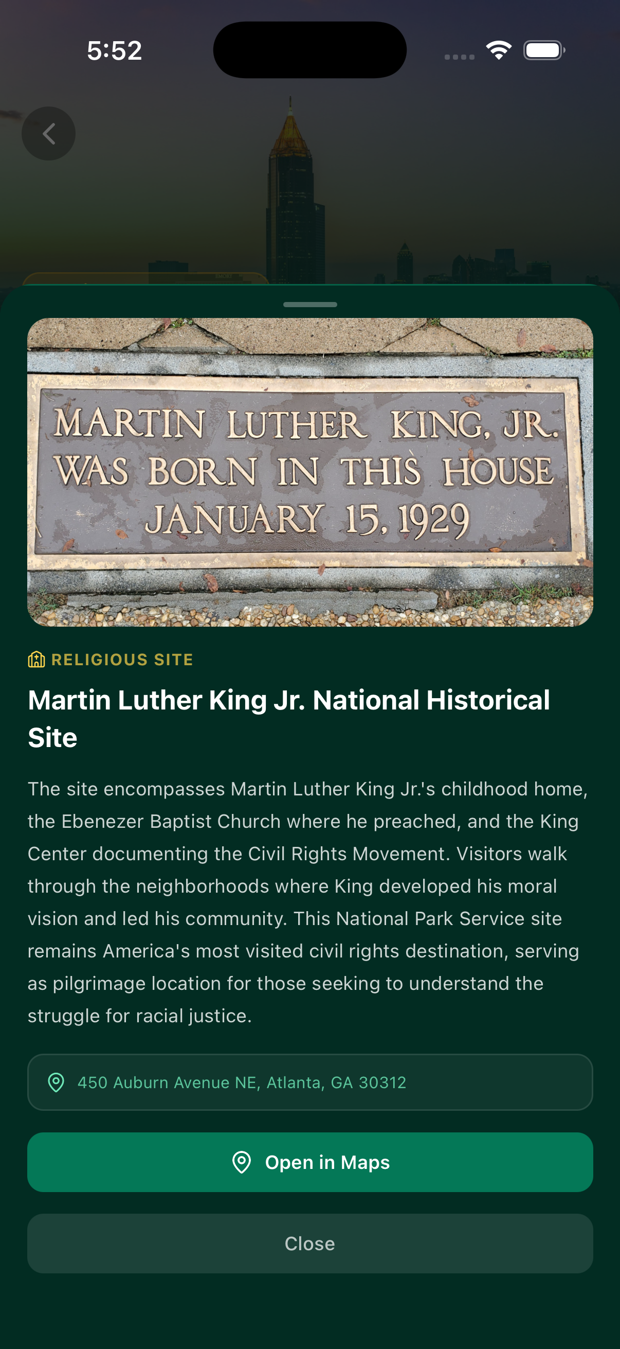 MLK National Historical Site card