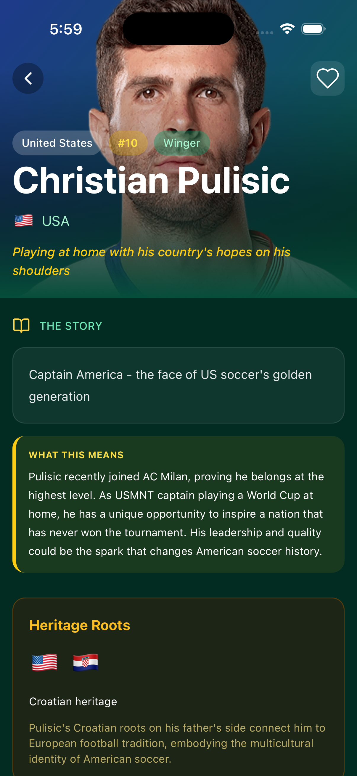 Christian Pulisic heritage profile